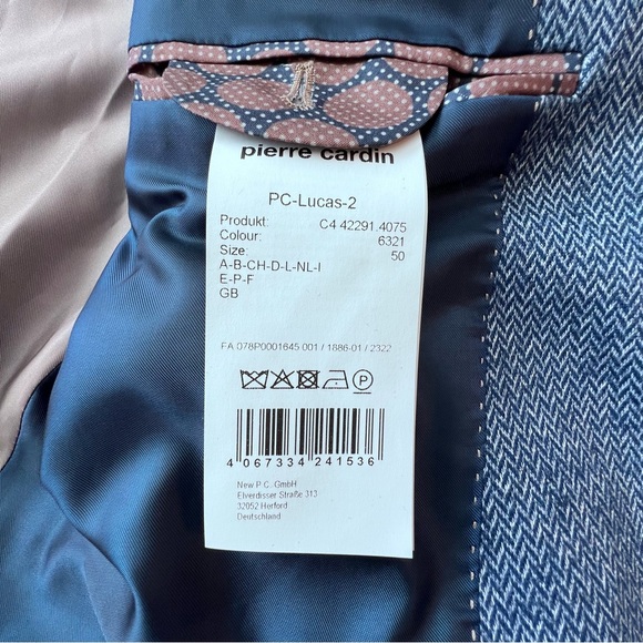 Pierre Cardin Men’s Lightweight Semi Fitted Sport Coat Blazer Jacket Blue Sz 50 - Picture 11 of 12